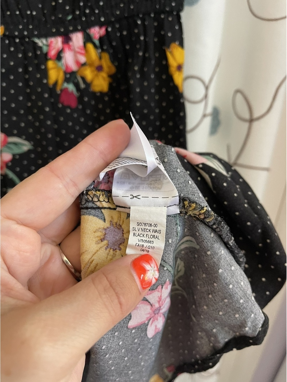 Old Navy | XS | Black Floral Polka Dot Dress - Picture 5 of 6